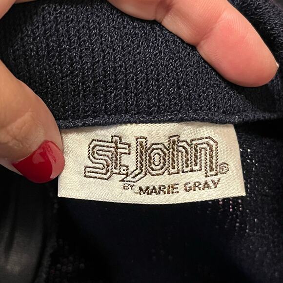Vintage St. John Wool Navy Blue Cardigan Sweater Jacket - Picture 8 of 9